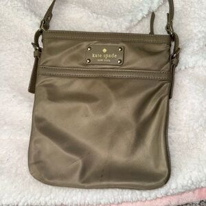 kate spade Olive Taupe Crossbody Bag with Gold Logo Plate